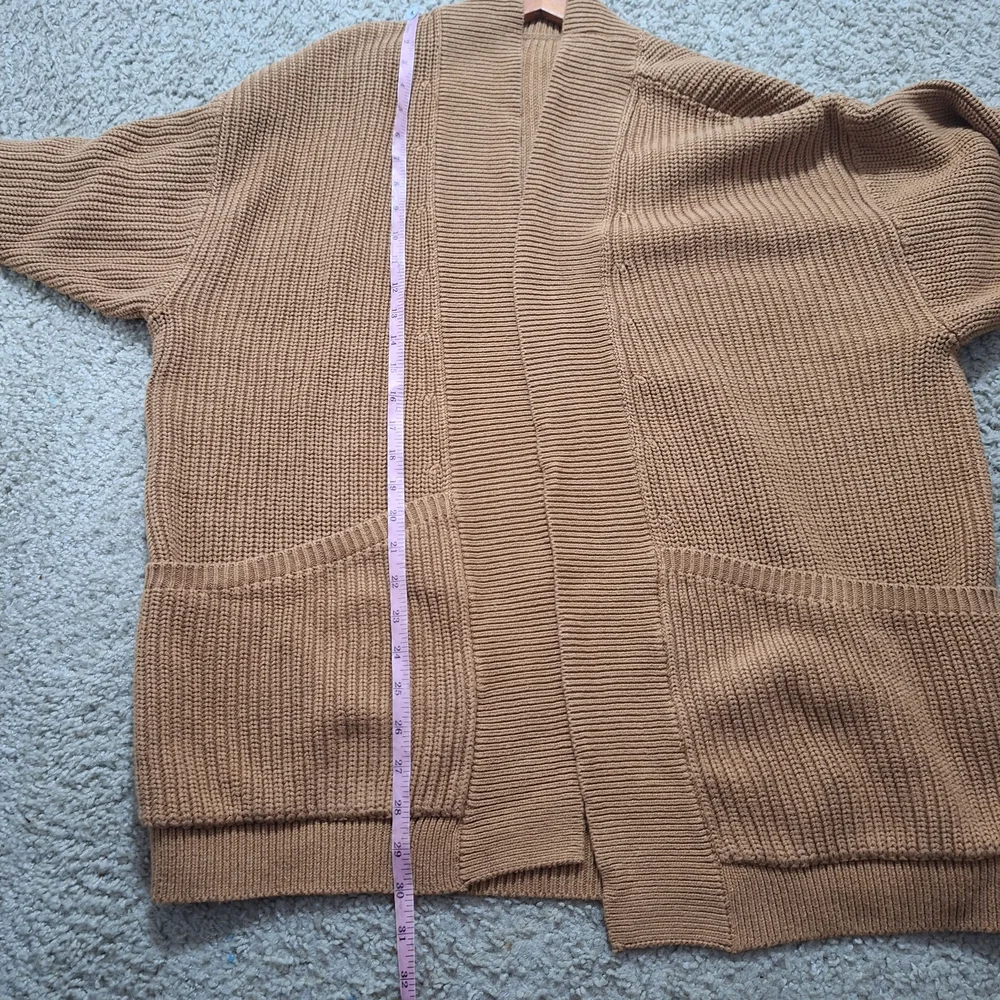 NWT Pact Organic Cotton Knit Camel Brown Sweater Cardigan Size M/L